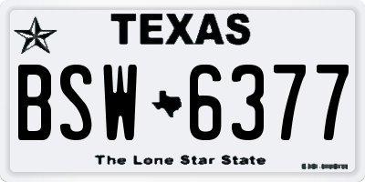 TX license plate BSW6377