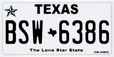 TX license plate BSW6386