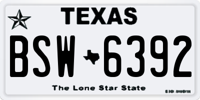 TX license plate BSW6392