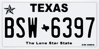 TX license plate BSW6397