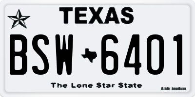 TX license plate BSW6401