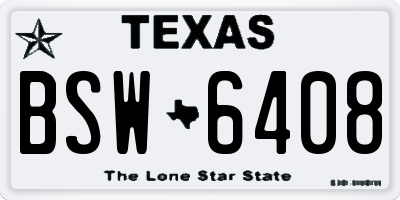 TX license plate BSW6408