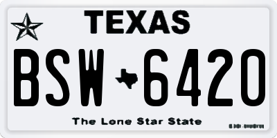 TX license plate BSW6420