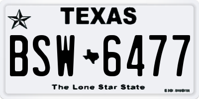 TX license plate BSW6477