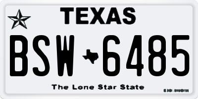 TX license plate BSW6485