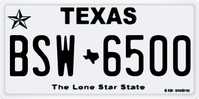 TX license plate BSW6500