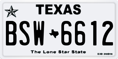 TX license plate BSW6612