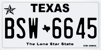TX license plate BSW6645