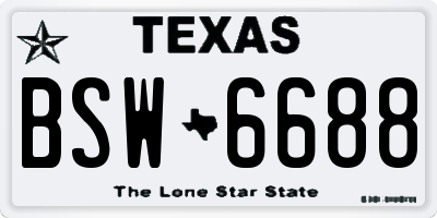 TX license plate BSW6688
