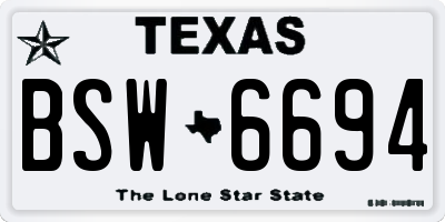TX license plate BSW6694