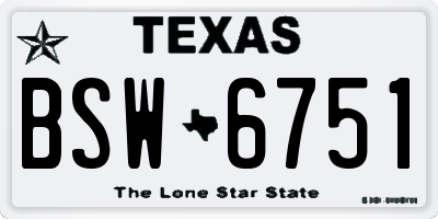 TX license plate BSW6751