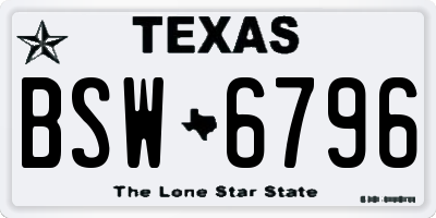 TX license plate BSW6796
