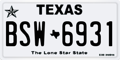 TX license plate BSW6931
