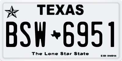 TX license plate BSW6951