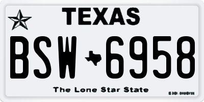 TX license plate BSW6958