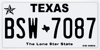 TX license plate BSW7087