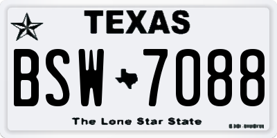 TX license plate BSW7088