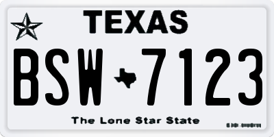 TX license plate BSW7123