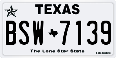 TX license plate BSW7139