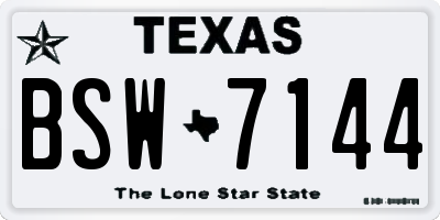 TX license plate BSW7144