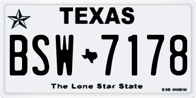 TX license plate BSW7178