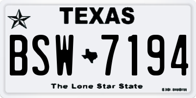 TX license plate BSW7194