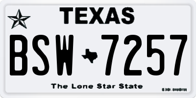 TX license plate BSW7257