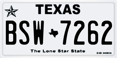 TX license plate BSW7262