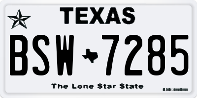 TX license plate BSW7285
