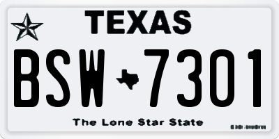 TX license plate BSW7301