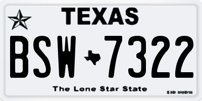 TX license plate BSW7322