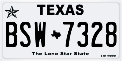 TX license plate BSW7328