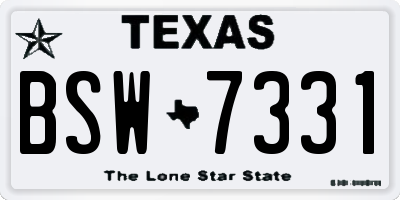 TX license plate BSW7331