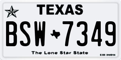 TX license plate BSW7349