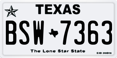 TX license plate BSW7363