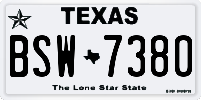 TX license plate BSW7380