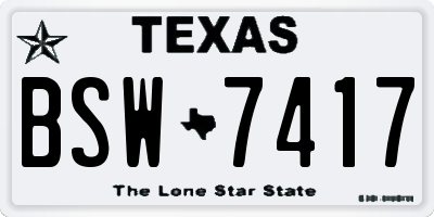TX license plate BSW7417