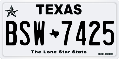 TX license plate BSW7425