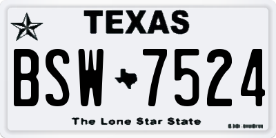 TX license plate BSW7524
