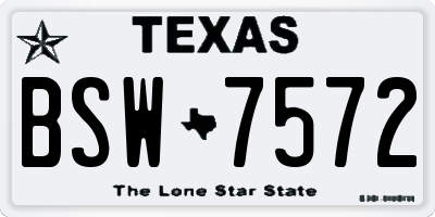 TX license plate BSW7572