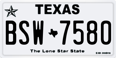 TX license plate BSW7580