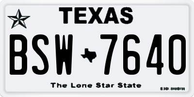 TX license plate BSW7640