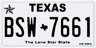 TX license plate BSW7661