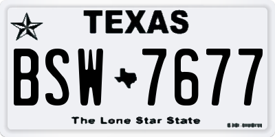 TX license plate BSW7677