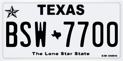 TX license plate BSW7700