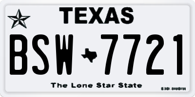 TX license plate BSW7721