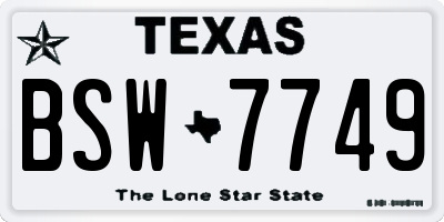 TX license plate BSW7749