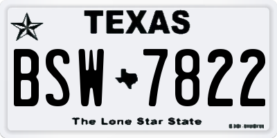 TX license plate BSW7822