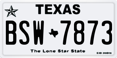 TX license plate BSW7873
