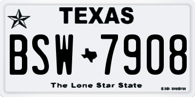TX license plate BSW7908